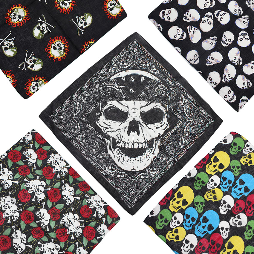 Cycling Zones - Pañuelo cuadrado de calavera para hombre