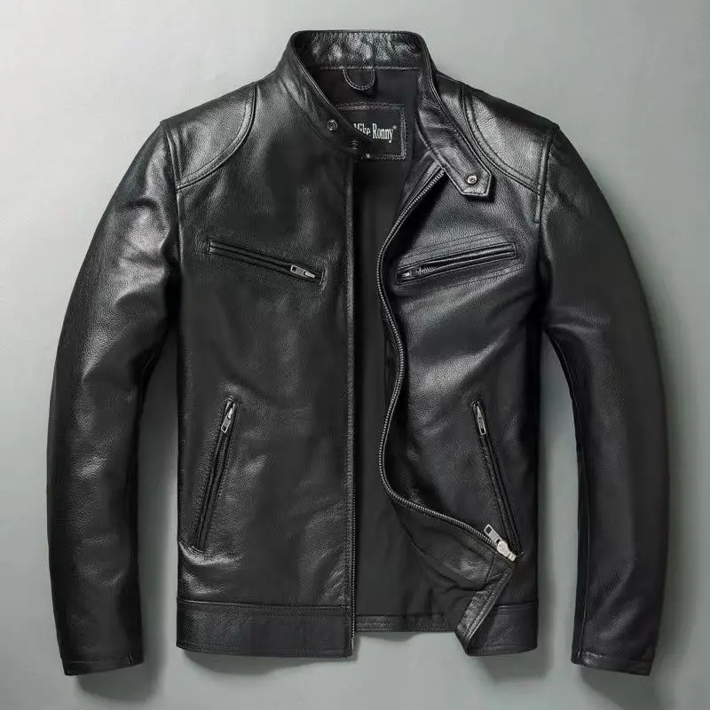 Cycling Commuter Jacket - Chaqueta de cuero genuino para hombre,